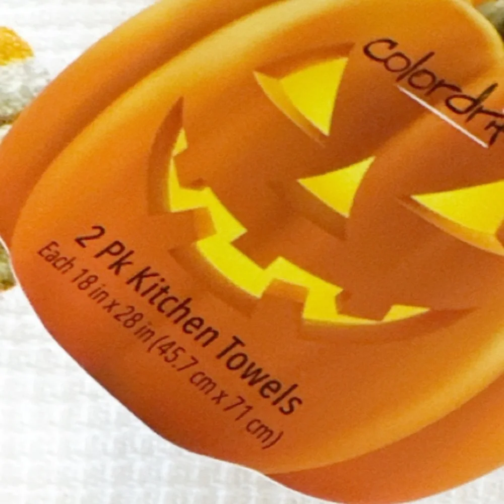NEW Colordrift JACK-O-LANTERN Halloween Kitchen Towels Set/2 🎃🎃